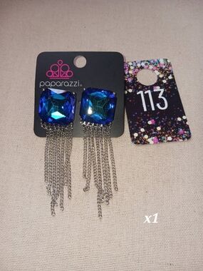 Paparazzi Electric Blue Faceted Fringe Drop Earrings